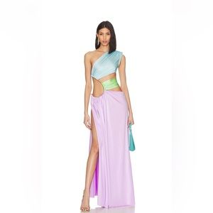 JAMILIA one shoulder gown in lilac and multicolor Bronx and Banco size M